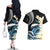 Black Polynesia Couples Matching Off The Shoulder Long Sleeve Dress and Hawaiian Shirt Polynesian Frangipani With Sea Turtles