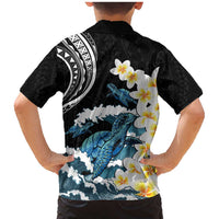 Black Polynesia Family Matching Mermaid Dress and Hawaiian Shirt Polynesian Frangipani With Sea Turtles