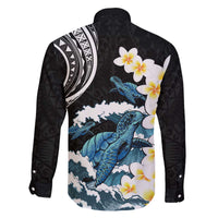 Black Polynesia Family Matching Puletasi and Hawaiian Shirt Polynesian Frangipani With Sea Turtles