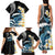 Black Polynesia Family Matching Tank Maxi Dress and Hawaiian Shirt Polynesian Frangipani With Sea Turtles
