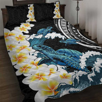Black Polynesia Quilt Bed Set Polynesian Frangipani With Sea Turtles LT14 Black - Polynesian Pride
