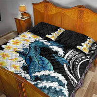 Black Polynesia Quilt Bed Set Polynesian Frangipani With Sea Turtles LT14 - Polynesian Pride