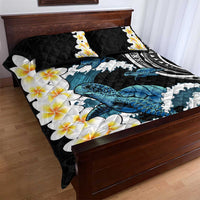Black Polynesia Quilt Bed Set Polynesian Frangipani With Sea Turtles LT14 - Polynesian Pride