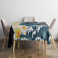 Black Polynesia Tablecloth Polynesian Frangipani With Sea Turtles