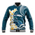 Dark Teal Polynesia Baseball Jacket Polynesian Frangipani With Sea Turtles