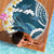 Dark Teal Polynesia Beach Blanket Polynesian Frangipani With Sea Turtles