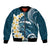 Dark Teal Polynesia Bomber Jacket Polynesian Frangipani With Sea Turtles