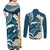 Dark Teal Polynesia Couples Matching Off Shoulder Maxi Dress and Long Sleeve Button Shirt Polynesian Frangipani With Sea Turtles