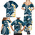 Dark Teal Polynesia Family Matching Summer Maxi Dress and Hawaiian Shirt Polynesian Frangipani With Sea Turtles