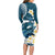 Dark Teal Polynesia Long Sleeve Bodycon Dress Polynesian Frangipani With Sea Turtles