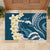 Dark Teal Polynesia Rubber Doormat Polynesian Frangipani With Sea Turtles