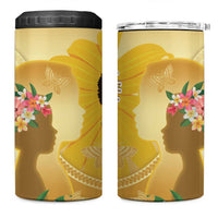 Polynesia Childhood Cancer Awareness 4 in 1 Can Cooler Tumbler Be Bold Go Gold Polynesian Art