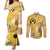 Polynesia Childhood Cancer Awareness Couples Matching Mermaid Dress and Long Sleeve Button Shirt Be Bold Go Gold Polynesian Art