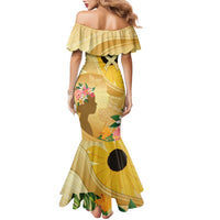 Polynesia Childhood Cancer Awareness Family Matching Mermaid Dress and Hawaiian Shirt Be Bold Go Gold Polynesian Art