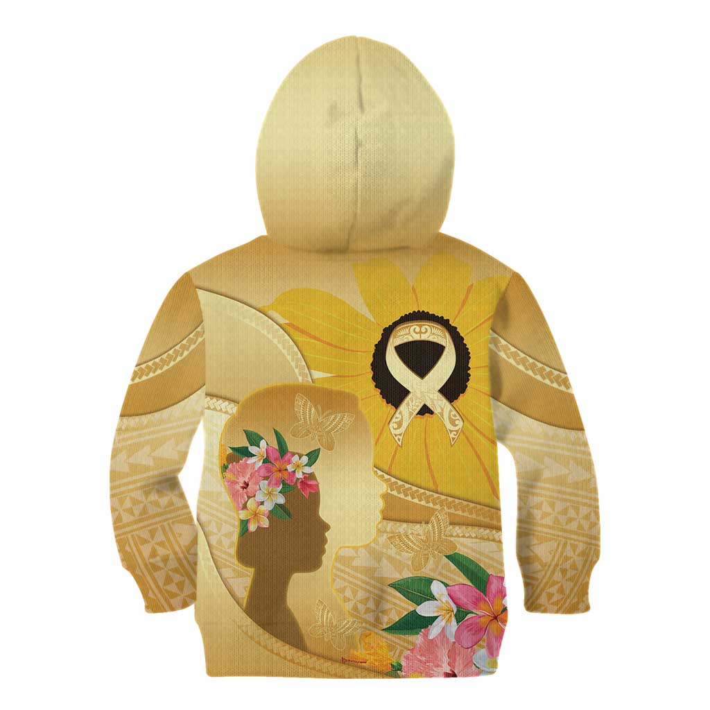 Polynesia Childhood Cancer Awareness Kid Hoodie Be Bold Go Gold Polynesian Art
