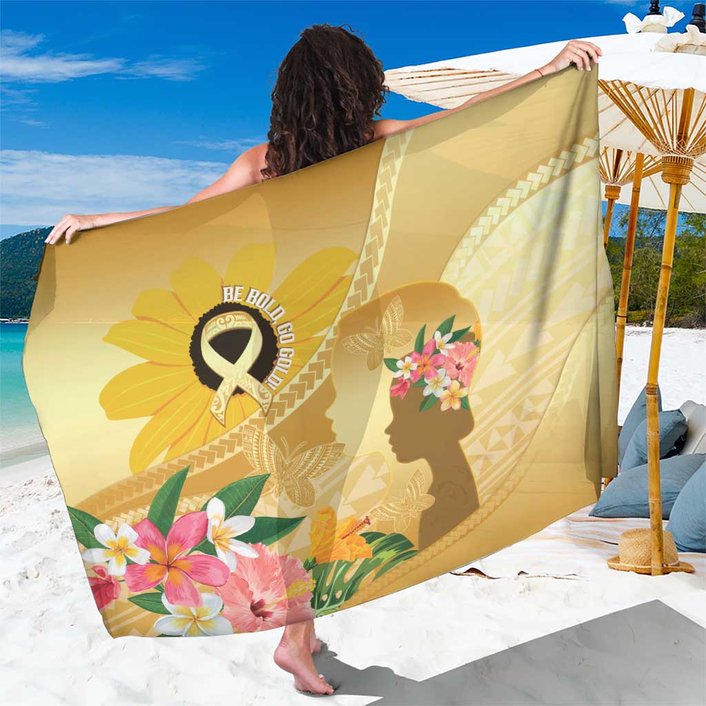 Polynesia Childhood Cancer Awareness Sarong Be Bold Go Gold Polynesian Art LT14 One Size 44 x 66 inches Gold - Polynesian Pride