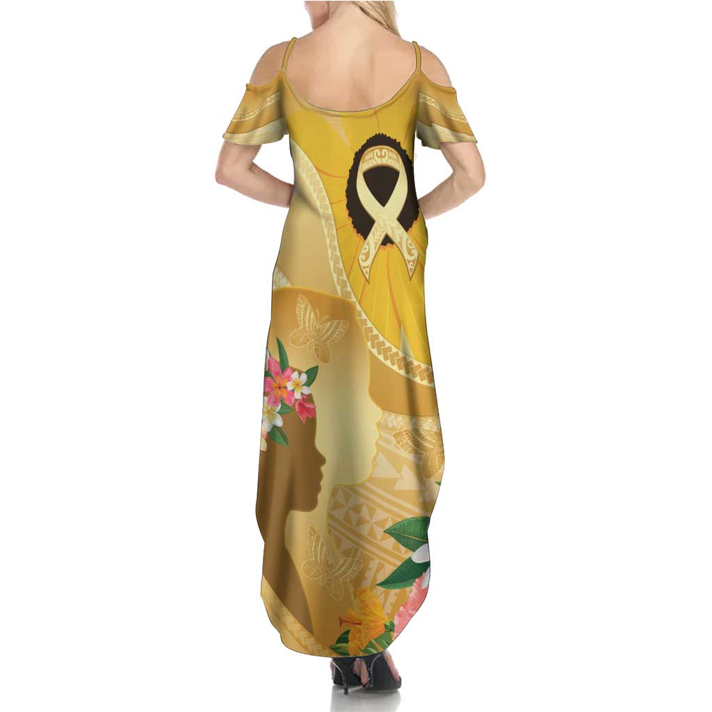 Polynesia Childhood Cancer Awareness Summer Maxi Dress Be Bold Go Gold Polynesian Art