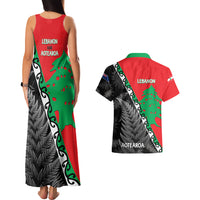New Zealand And Lebanon Couples Matching Tank Maxi Dress and Hawaiian Shirt Silver Fern Maori With Cedar Tree Together LT14 - Polynesian Pride