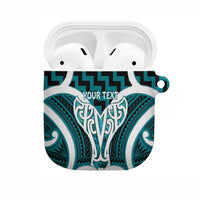 Aotearoa Atua Tangaroa Personalised AirPods Case God Of The Sea Maori Whale Tail Cyan