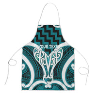 Aotearoa Atua Tangaroa Personalised Apron God Of The Sea Maori Whale Tail Cyan