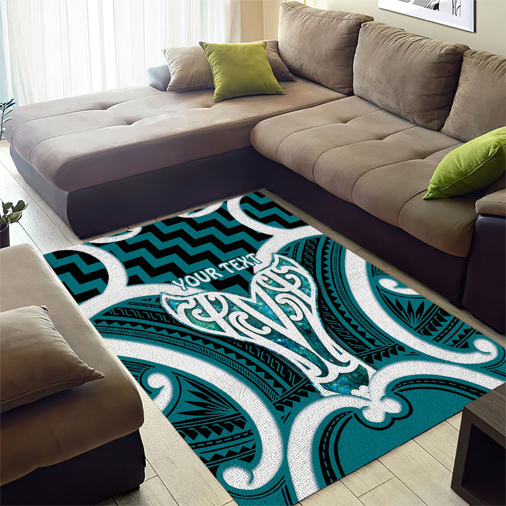 Aotearoa Atua Tangaroa Personalised Area Rug God Of The Sea Maori Whale Tail Cyan
