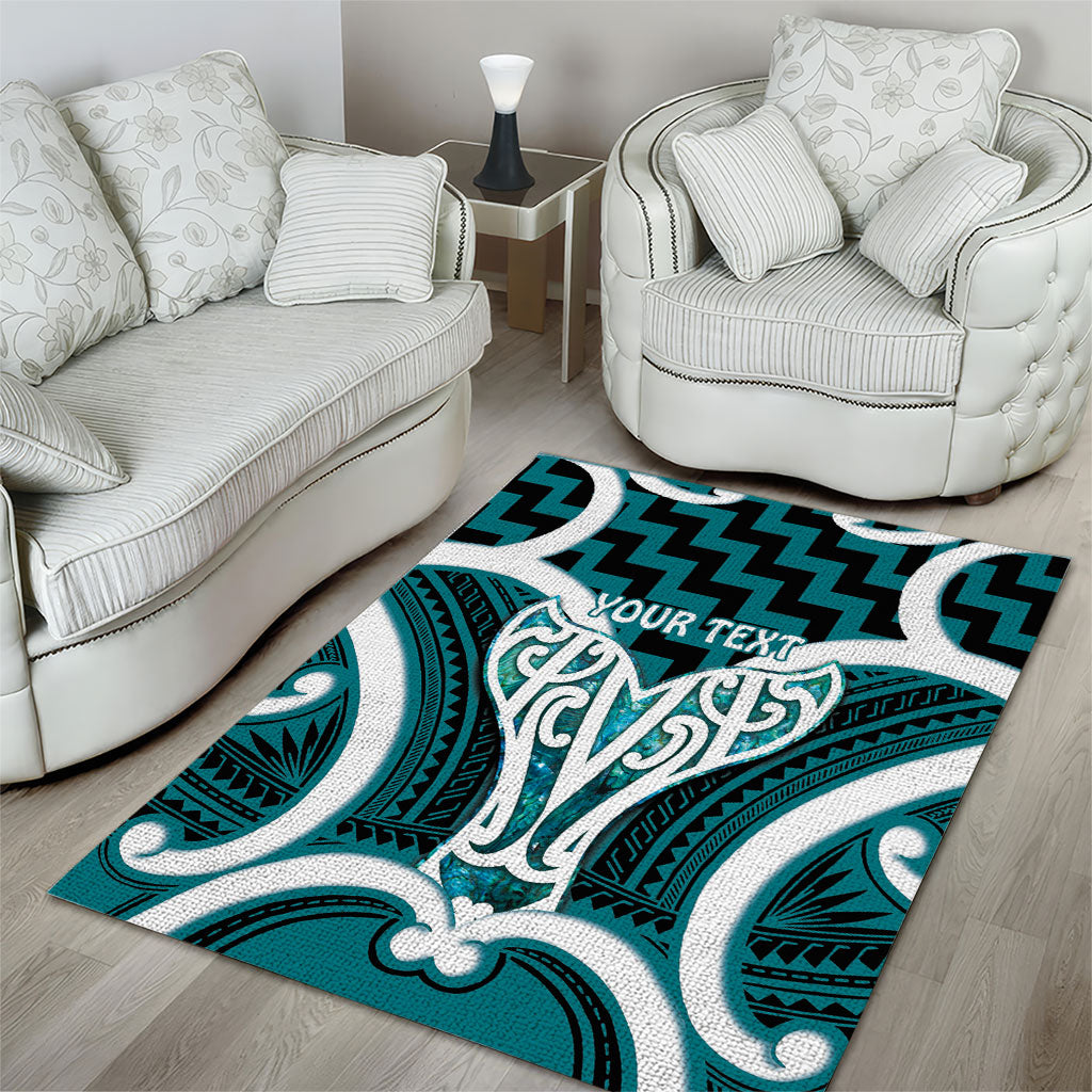 Aotearoa Atua Tangaroa Personalised Area Rug God Of The Sea Maori Whale Tail Cyan