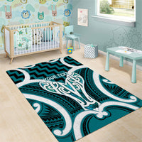 Aotearoa Atua Tangaroa Personalised Area Rug God Of The Sea Maori Whale Tail Cyan