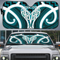 Aotearoa Atua Tangaroa Personalised Auto Sun Shade God Of The Sea Maori Whale Tail Cyan