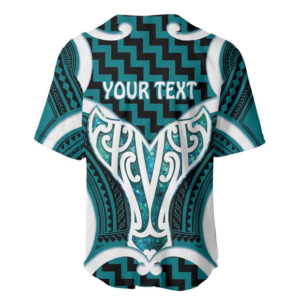Aotearoa Atua Tangaroa Personalised Baseball Jersey God Of The Sea Maori Whale Tail Cyan