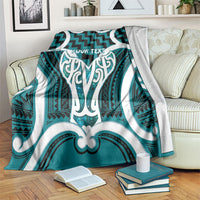 Aotearoa Atua Tangaroa Personalised Blanket God Of The Sea Maori Whale Tail Cyan
