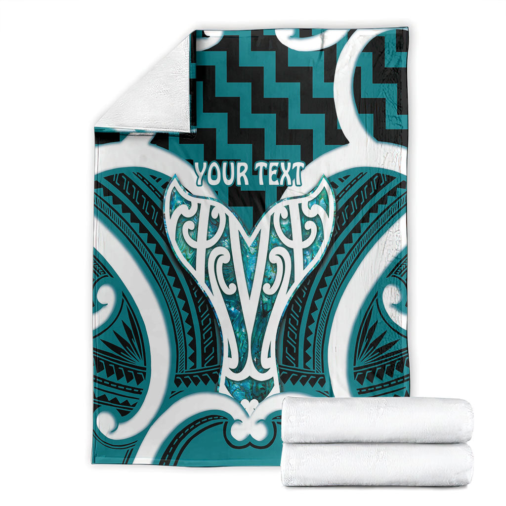 Aotearoa Atua Tangaroa Personalised Blanket God Of The Sea Maori Whale Tail Cyan