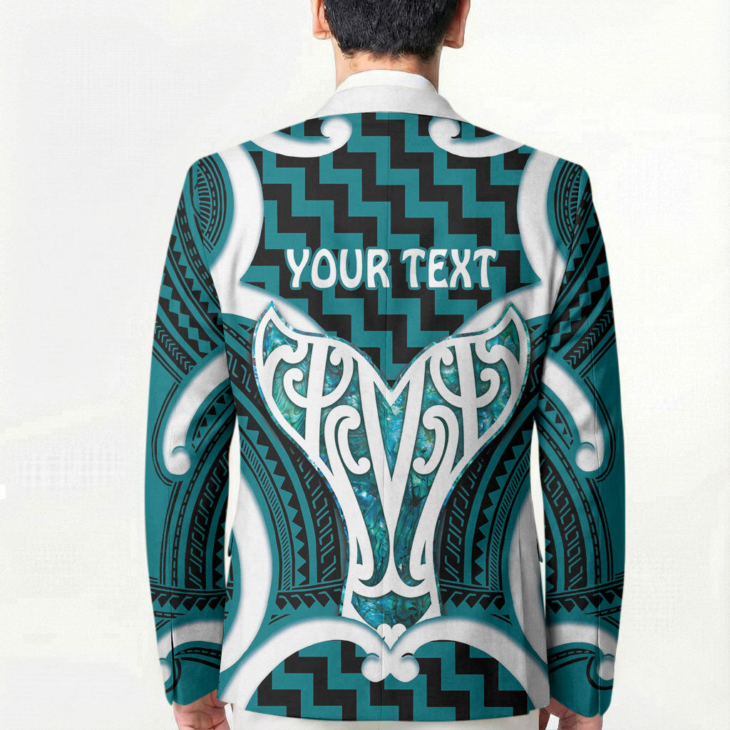 Aotearoa Atua Tangaroa Personalised Blazer God Of The Sea Maori Whale Tail Cyan