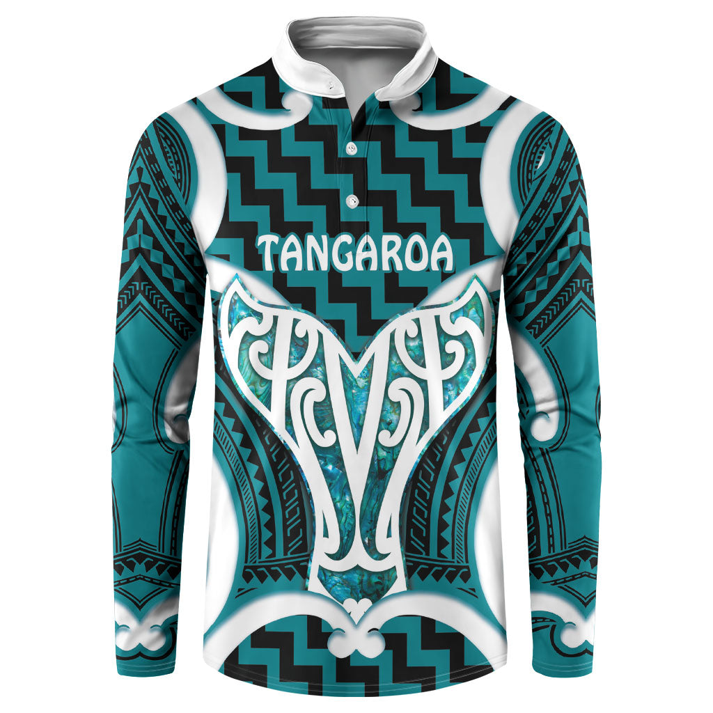 Aotearoa Atua Tangaroa Personalised Button Sweatshirt God Of The Sea Maori Whale Tail Cyan