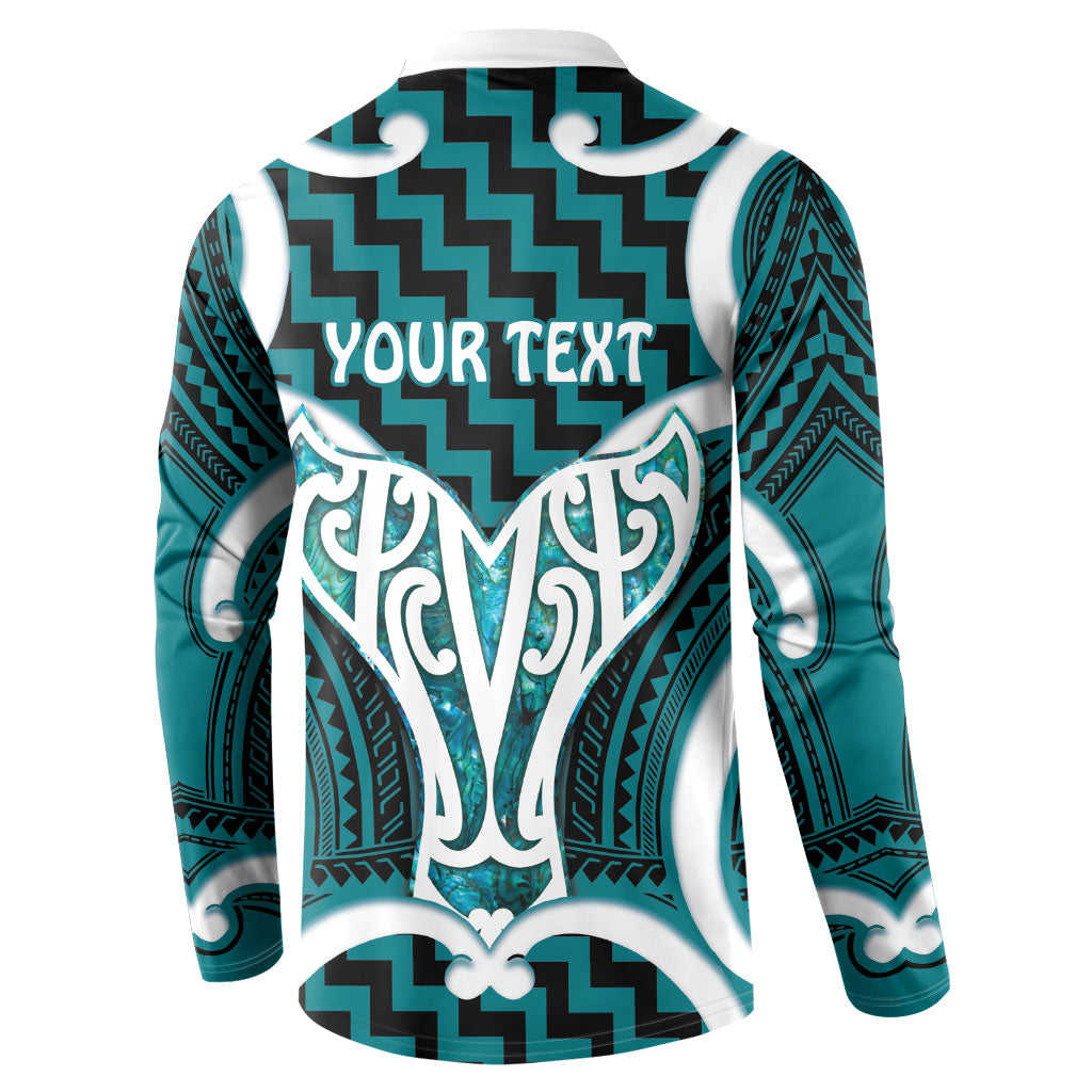 Aotearoa Atua Tangaroa Personalised Button Sweatshirt God Of The Sea Maori Whale Tail Cyan