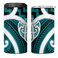 Aotearoa Atua Tangaroa Personalised 4 in 1 Can Cooler Tumbler God Of The Sea Maori Whale Tail Cyan