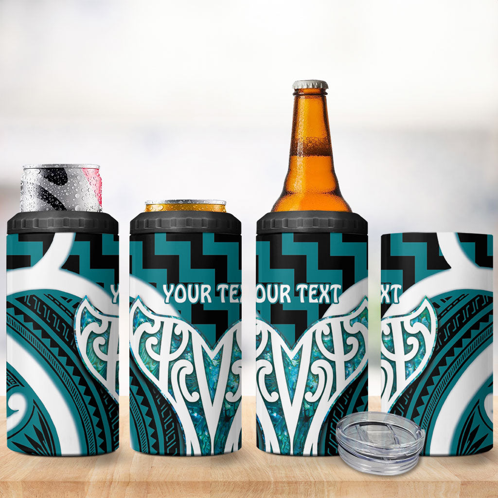 Aotearoa Atua Tangaroa Personalised 4 in 1 Can Cooler Tumbler God Of The Sea Maori Whale Tail Cyan