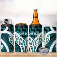 Aotearoa Atua Tangaroa Personalised 4 in 1 Can Cooler Tumbler God Of The Sea Maori Whale Tail Cyan