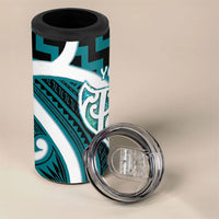 Aotearoa Atua Tangaroa Personalised 4 in 1 Can Cooler Tumbler God Of The Sea Maori Whale Tail Cyan