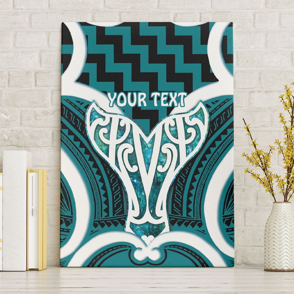 Aotearoa Atua Tangaroa Personalised Canvas Wall Art God Of The Sea Maori Whale Tail Cyan