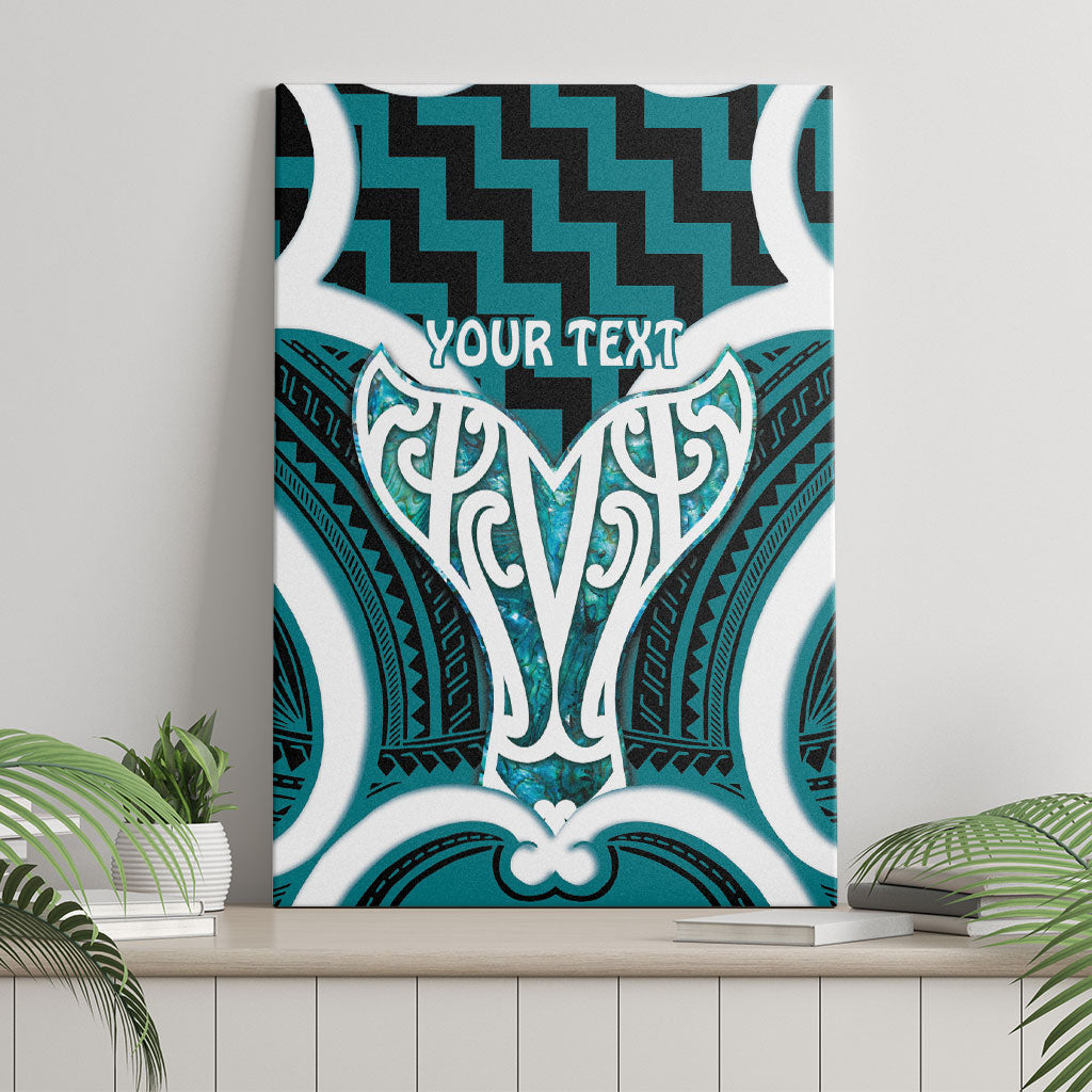 Aotearoa Atua Tangaroa Personalised Canvas Wall Art God Of The Sea Maori Whale Tail Cyan