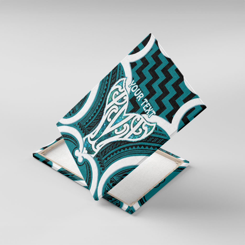 Aotearoa Atua Tangaroa Personalised Canvas Wall Art God Of The Sea Maori Whale Tail Cyan