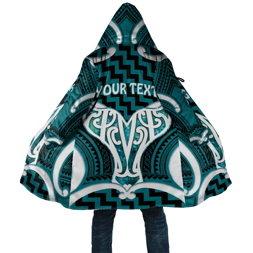 Aotearoa Atua Tangaroa Personalised Cloak God Of The Sea Maori Whale Tail Cyan