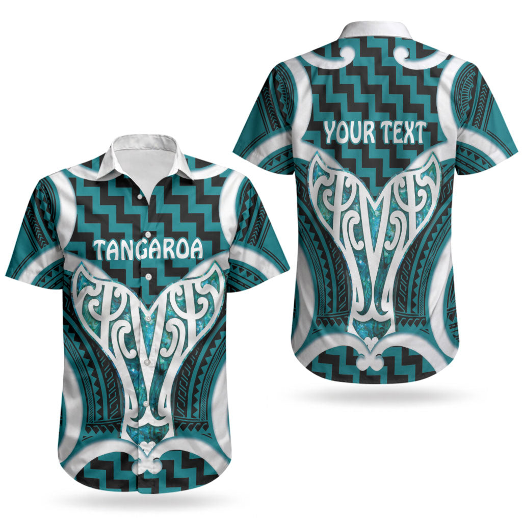 Aotearoa Atua Tangaroa Personalised Couples Matching Off Shoulder Short Dress and Hawaiian Shirt God Of The Sea Maori Whale Tail Cyan