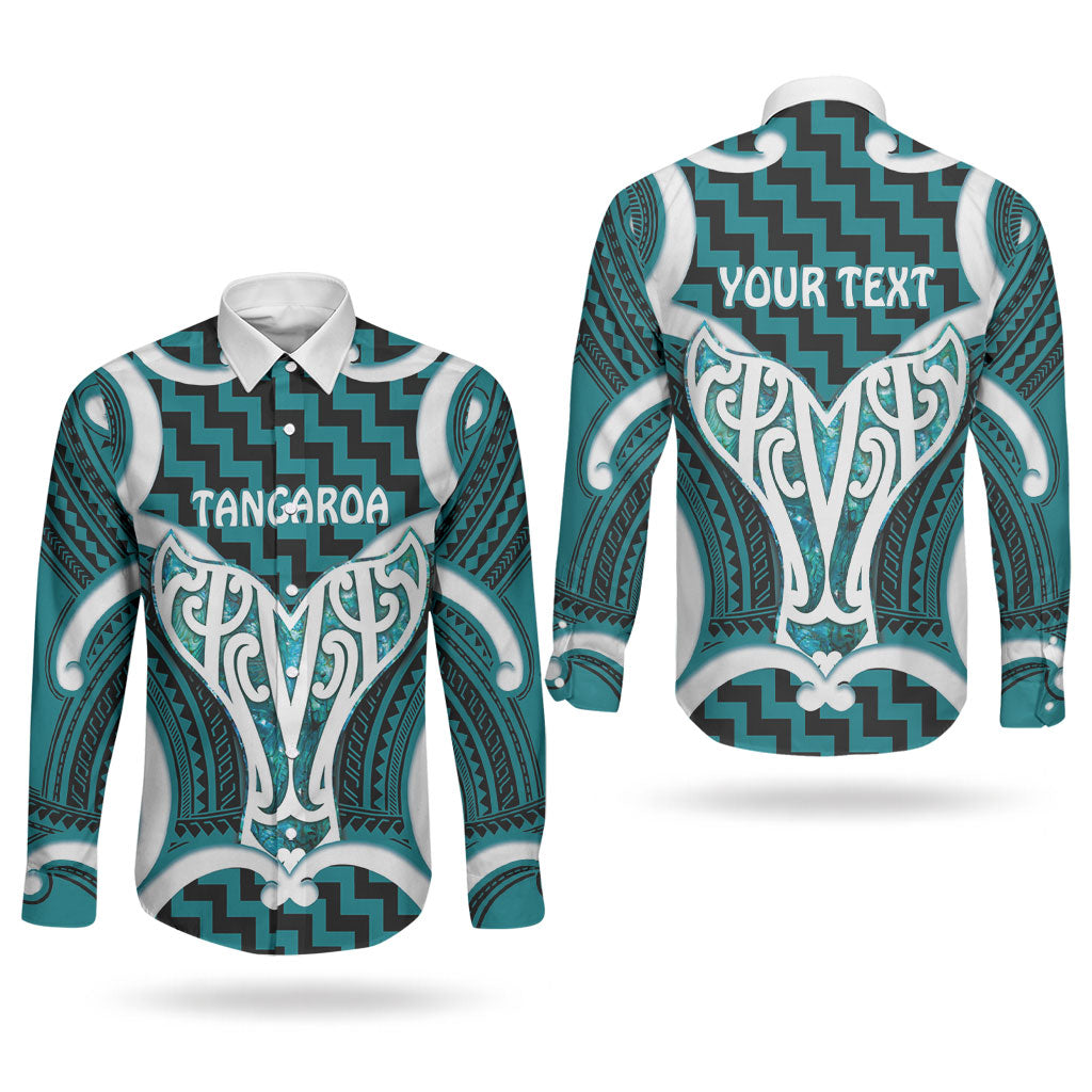 Aotearoa Atua Tangaroa Personalised Couples Matching Summer Maxi Dress and Long Sleeve Button Shirt God Of The Sea Maori Whale Tail Cyan