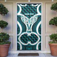 Aotearoa Atua Tangaroa Personalised Door Cover God Of The Sea Maori Whale Tail Cyan