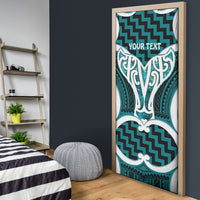 Aotearoa Atua Tangaroa Personalised Door Cover God Of The Sea Maori Whale Tail Cyan