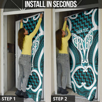 Aotearoa Atua Tangaroa Personalised Door Cover God Of The Sea Maori Whale Tail Cyan