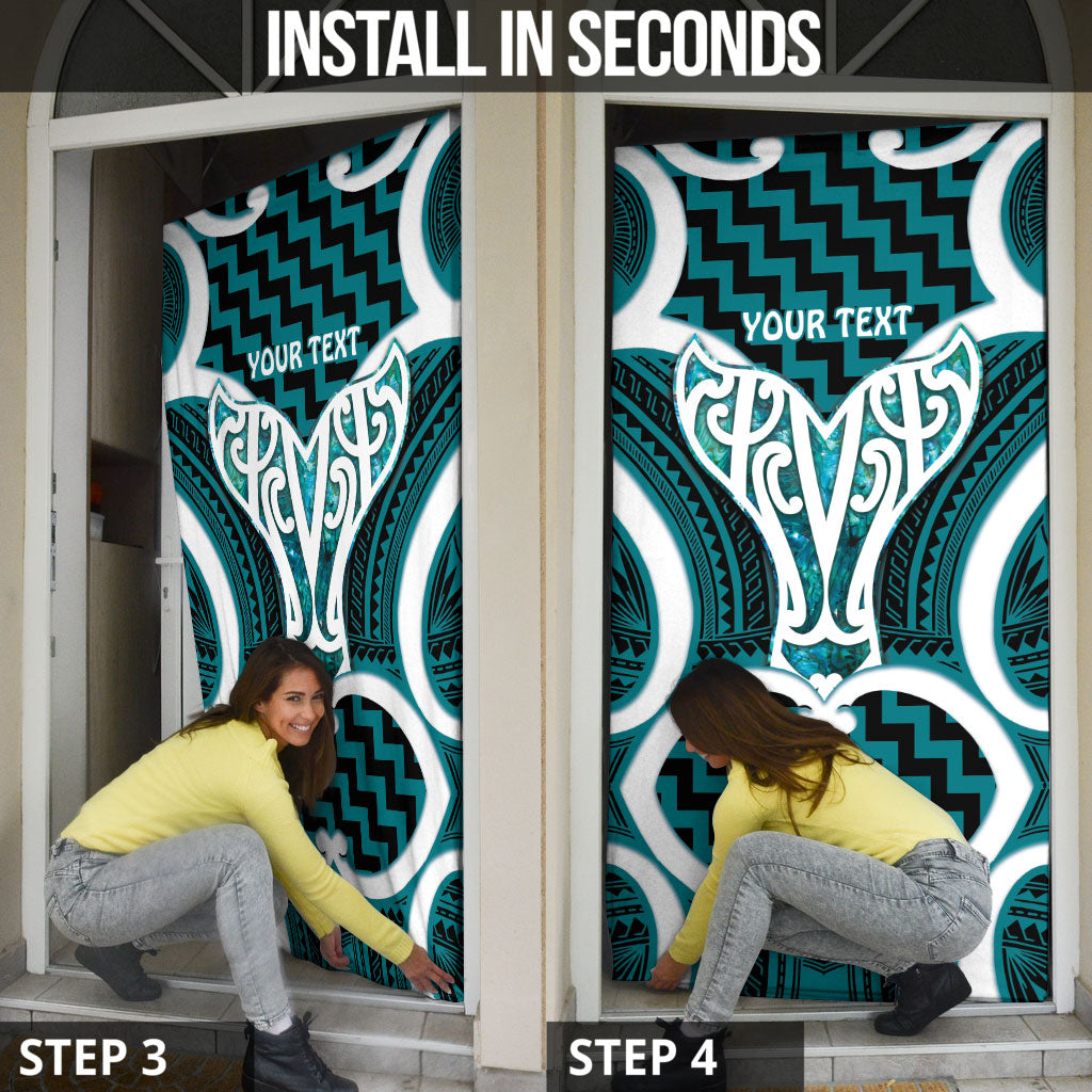 Aotearoa Atua Tangaroa Personalised Door Cover God Of The Sea Maori Whale Tail Cyan