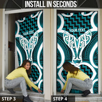 Aotearoa Atua Tangaroa Personalised Door Cover God Of The Sea Maori Whale Tail Cyan
