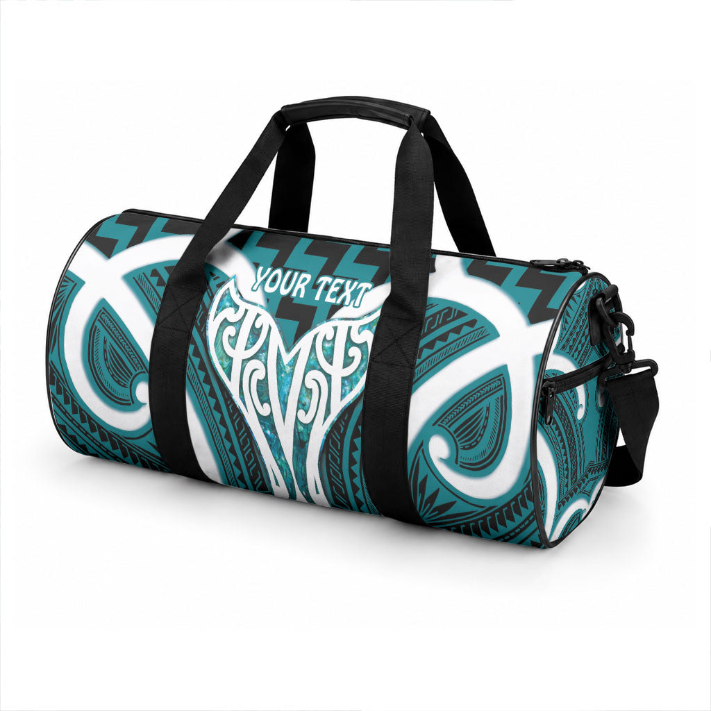 Aotearoa Atua Tangaroa Personalised Duffle Bag God Of The Sea Maori Whale Tail Cyan